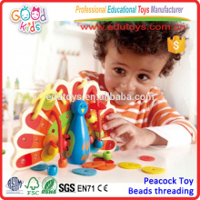 2015 Kids Lovely Lacing Wooden Peacock Colorful Wooden Educational Kids Brinquedos de boa qualidade